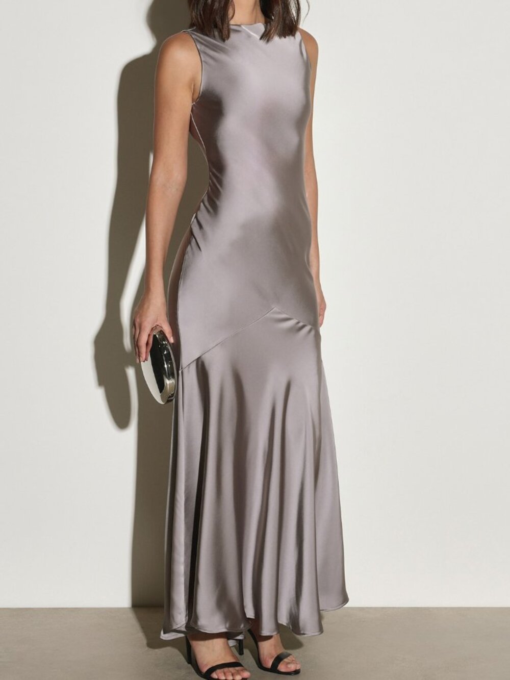 Gray Elegant Women's Fitted Mermaid Maxi Dress